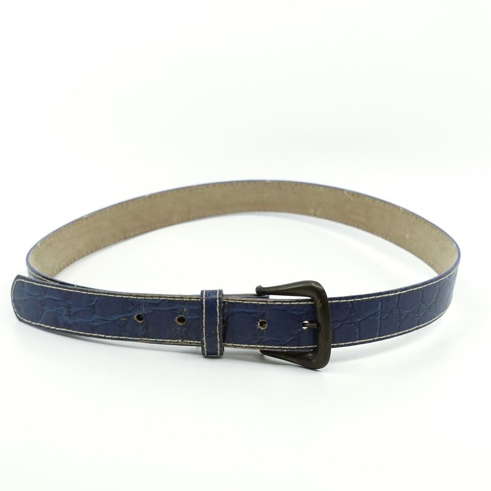 Vintage Slate Blue Faux Leather Belt